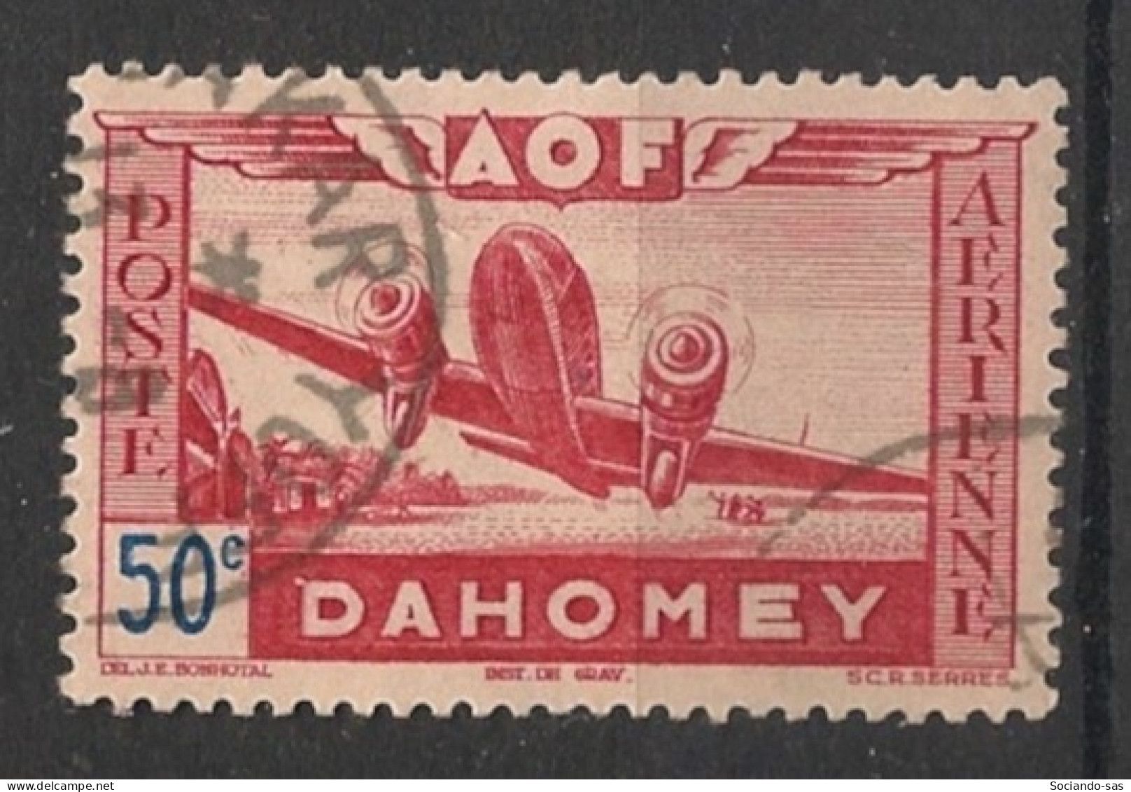DAHOMEY - 1942 - Poste Aérienne PA N°YT. 10 - Avion 50c Rouge - Oblitéré / Used - Used Stamps