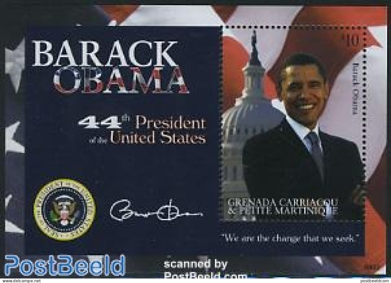 Grenada Grenadines 2009 Barack Obama S/s, Mint NH, History - American Presidents - Politicians - Grenada (1974-...)