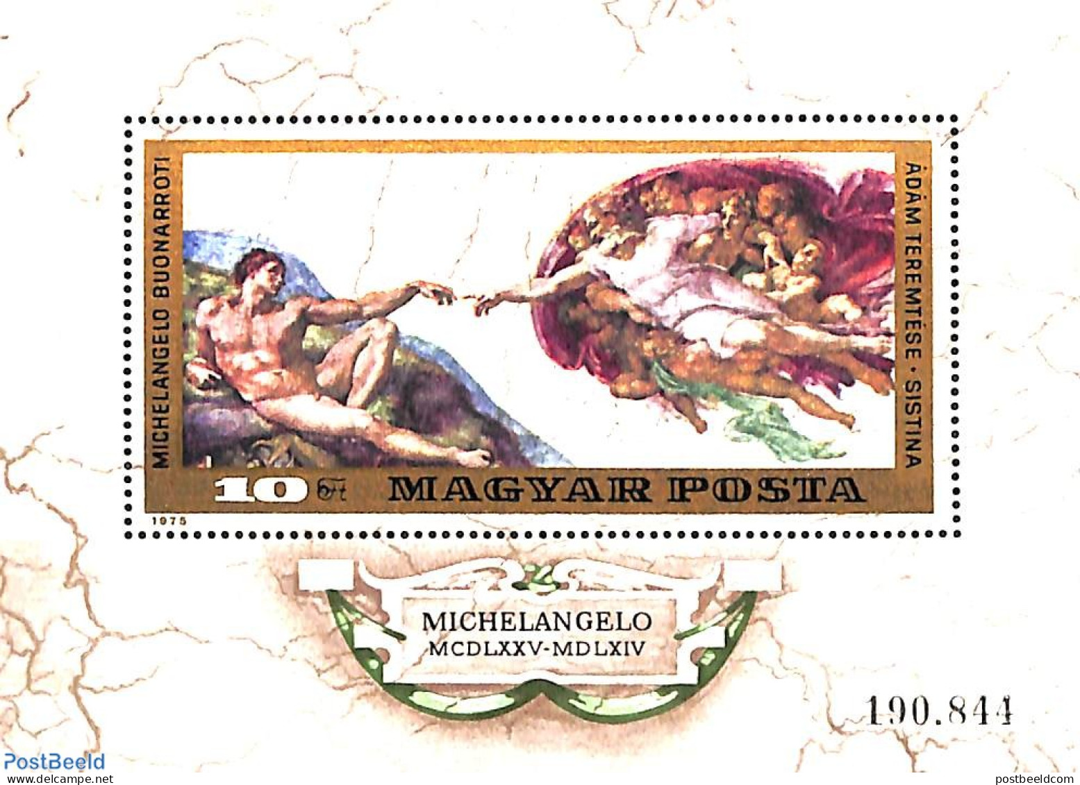 Hungary 1975 Michelangelo S/s, Mint NH, Art - Michelangelo - Paintings - Neufs