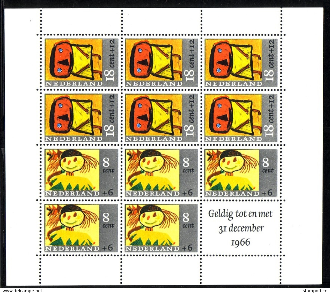 NIEDERLANDE BLOCK 3 POSTFRISCH(MINT) FÜR DAS KIND 1965 KINDERZEICHNUNGEN - Blocs