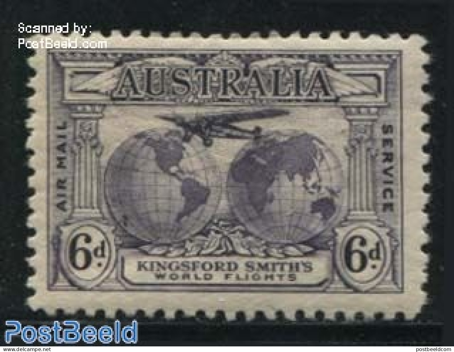 Australia 1931 Air Mail Service 1v, Mint NH, Transport - Various - Aircraft & Aviation - Globes - Maps - Neufs