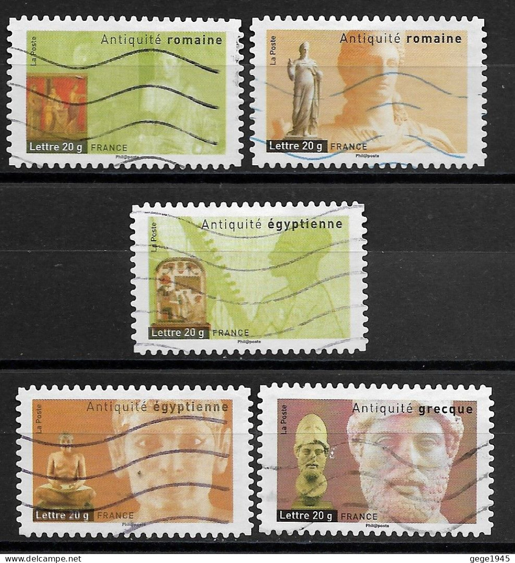 France 2007 Oblitéré Adhésif  N° 107 - 109 - 110 - 112 - 113  Ou  N° 4005 - 4007 - 4008 - 4010 - 4011  -  Art  Antiques - Oblitérés