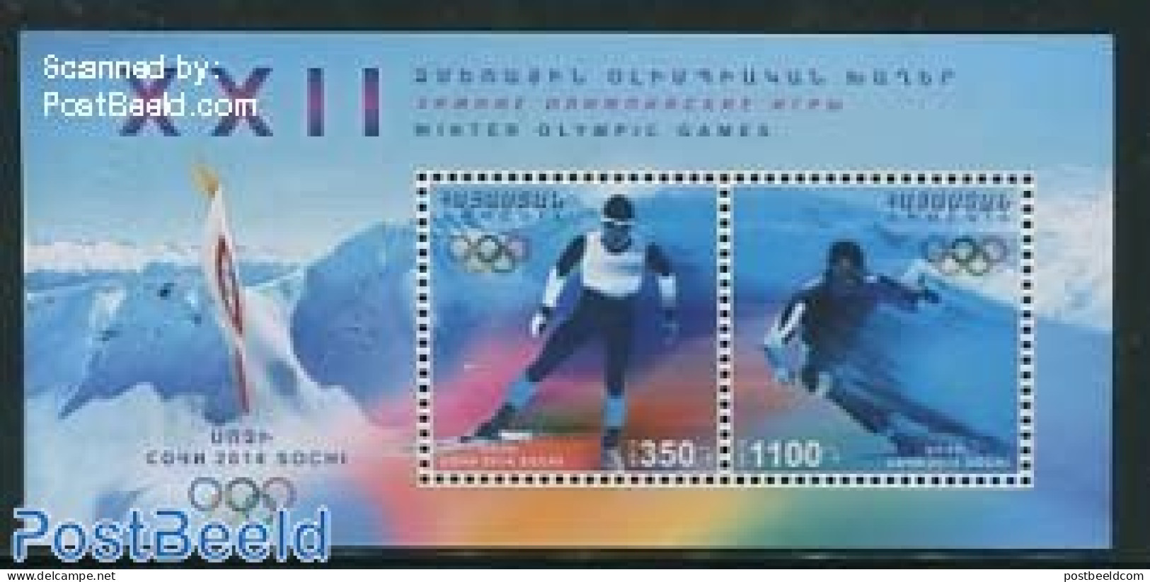 Armenia 2013 Olympic Winter Games Sochi S/s, Mint NH, Sport - Olympic Winter Games - Skiing - Skiing