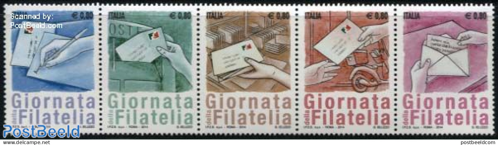 Italy 2014 Philately Day 5v [::::], Mint NH, Transport - Post - Stamp Day - Motorcycles - Sonstige & Ohne Zuordnung