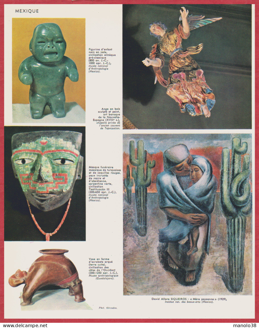 Mexique. Art Mexicain : Art Précolombien, Religieux, Moderne. Carte Du Mexique ... Larousse 1960. - Historical Documents