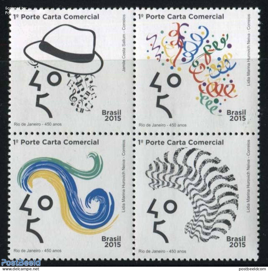 Brazil 2015 450 Years Rio De Janeiro 4v [+], Mint NH, Performance Art - Staves - Unused Stamps