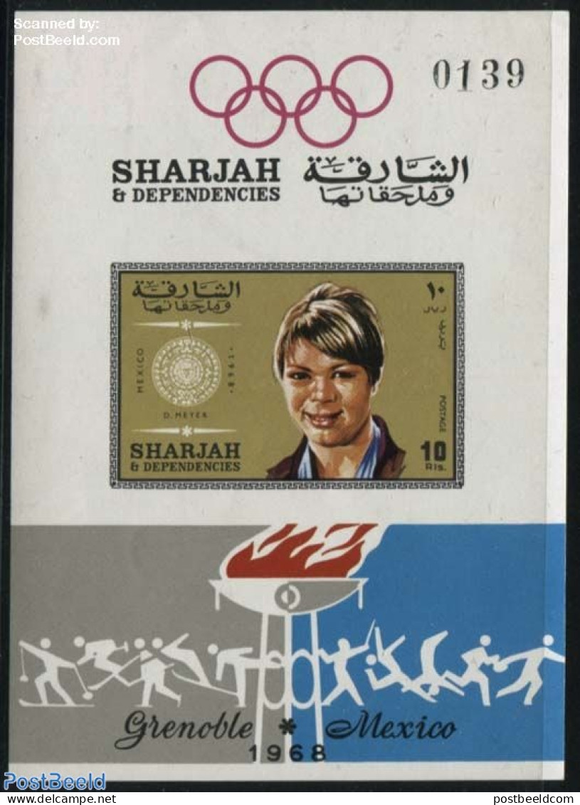 Sharjah 1969 D. Meyer S/s, Imperforated, Mint NH, Sport - Olympic Games - Schardscha