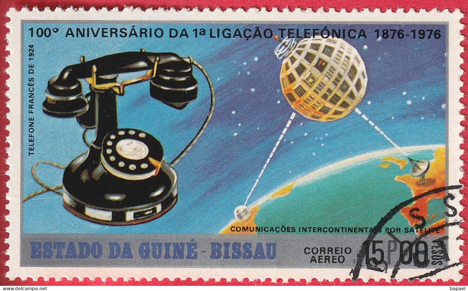 N° Yvert & Tellier 16 - Guinée-Bissau (Poste Aérienne) (1976) (Oblitéré) - 100è Liaison Téléphonique (Français) - Guinea-Bissau