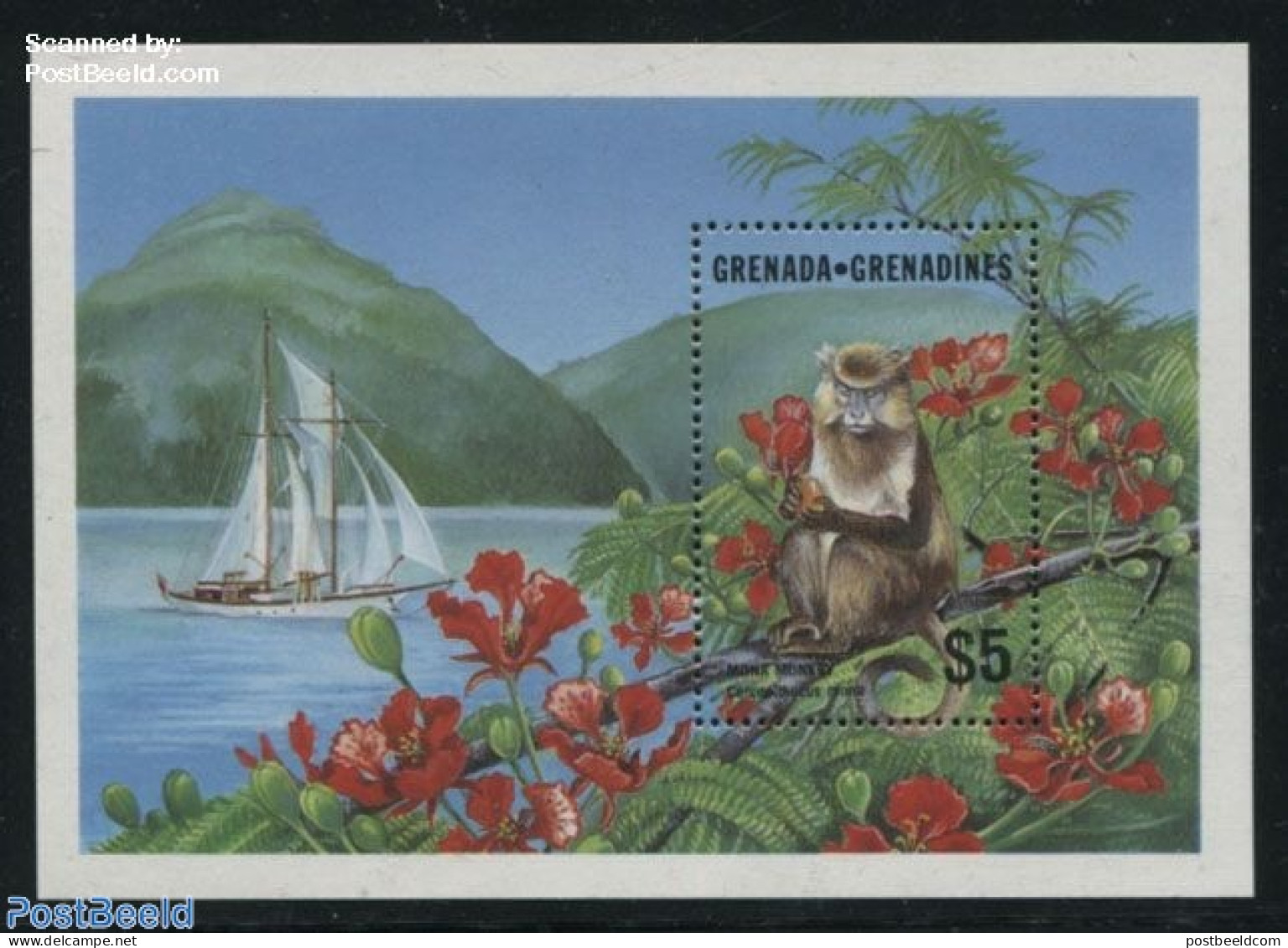 Grenada Grenadines 1986 Cercopithecus Mona S/s, Mint NH, Nature - Animals (others & Mixed) - Grenade (1974-...)