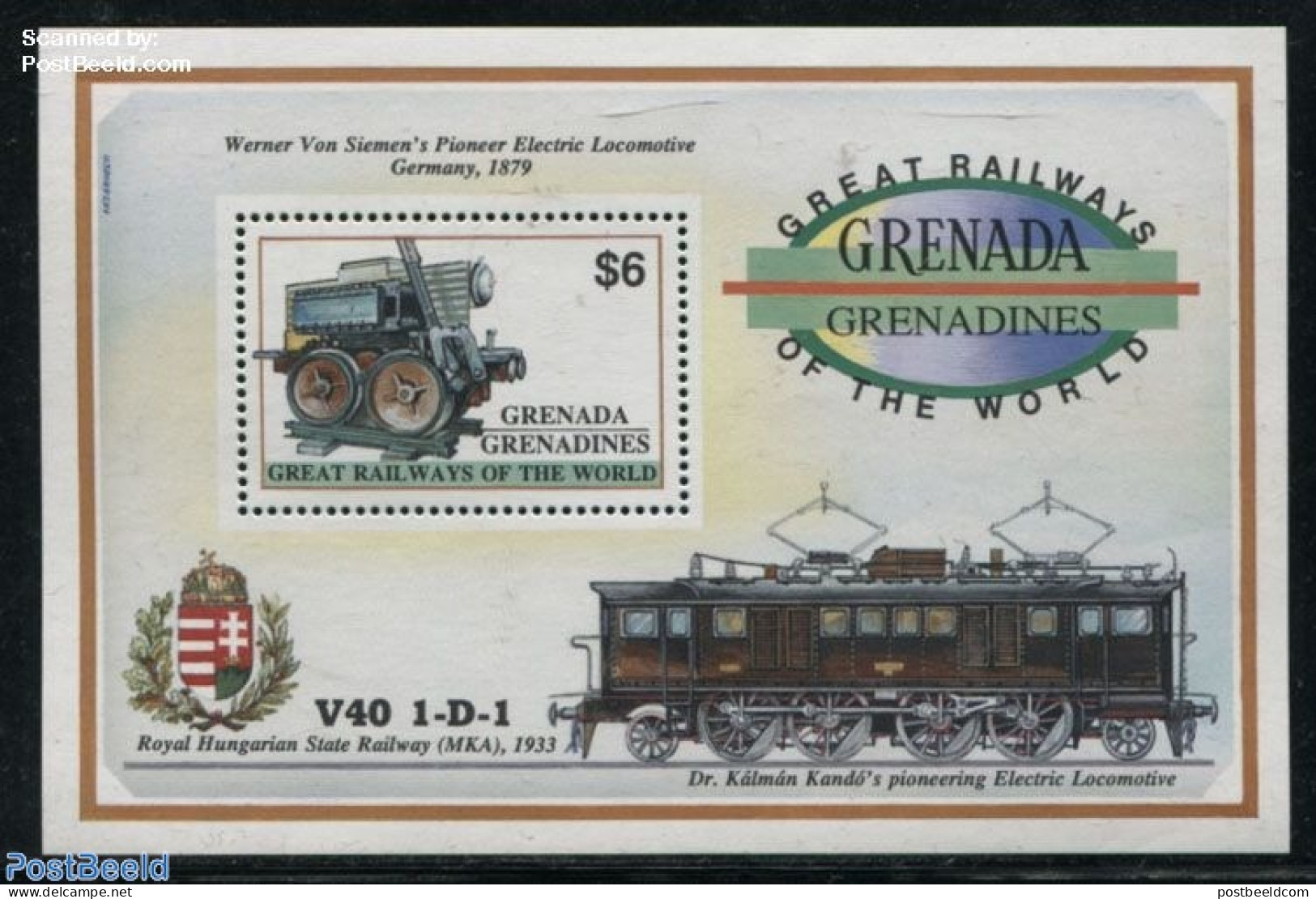 Grenada Grenadines 1992 Siemens Electric Locomotive S/s, Mint NH, Transport - Railways - Trains