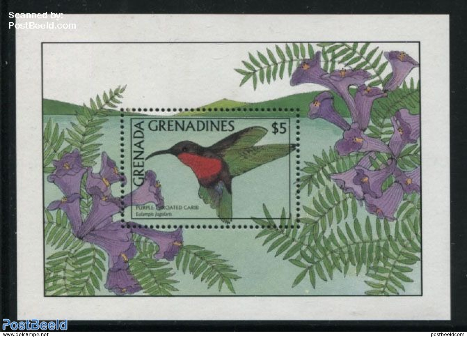 Grenada Grenadines 1988 Eulampis Jugularis S/s, Mint NH, Nature - Birds - Grenade (1974-...)