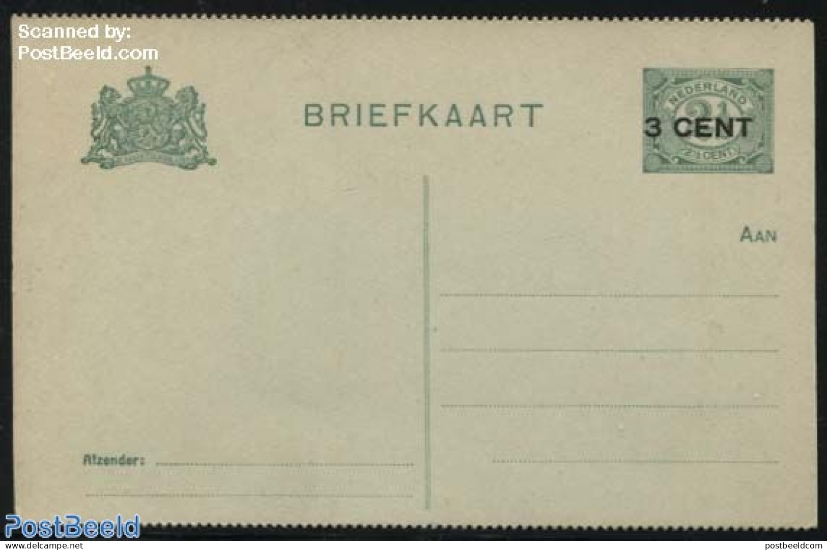 Netherlands 1917 Postcard 3CENT On 2.5c, Perforated, Long Dividing Line, Unused Postal Stationary - Lettres & Documents