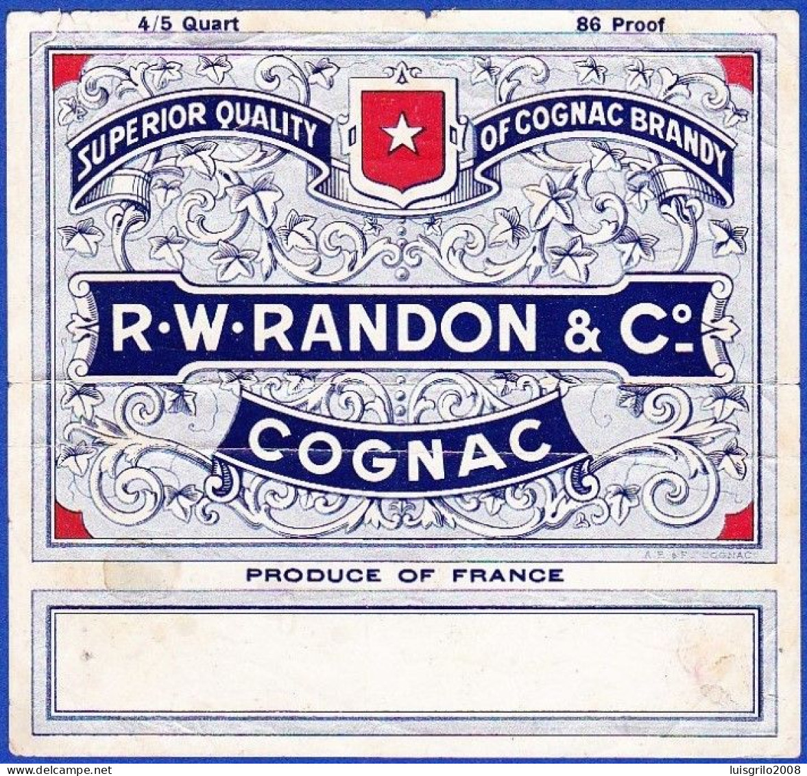 France - Cognac R.W.RANDO & Cº. Superior Quality Of Cognac Brandy - Alcoholes Y Licores
