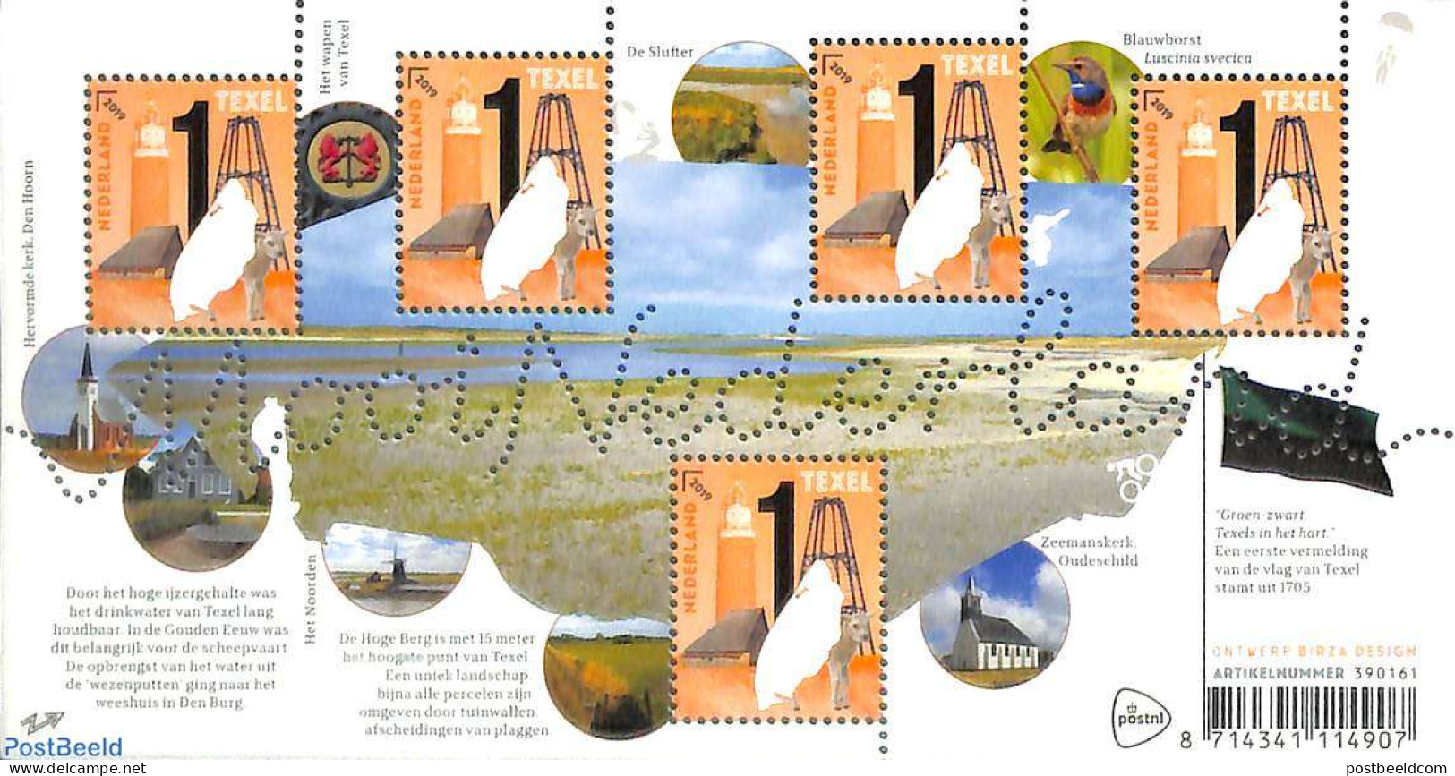 Netherlands 2019 Beautiful Netherlands, Texel S/s, Mint NH, Nature - Various - Birds - Cattle - Lighthouses & Safety A.. - Nuevos