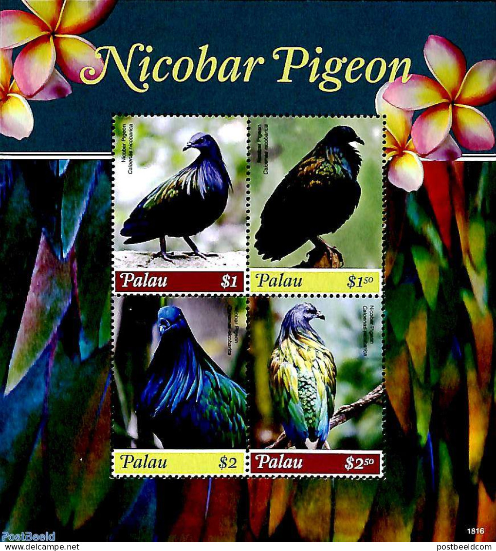 Palau 2018 Nicobar Pigeon 4v M/s, Mint NH, Nature - Birds - Other & Unclassified