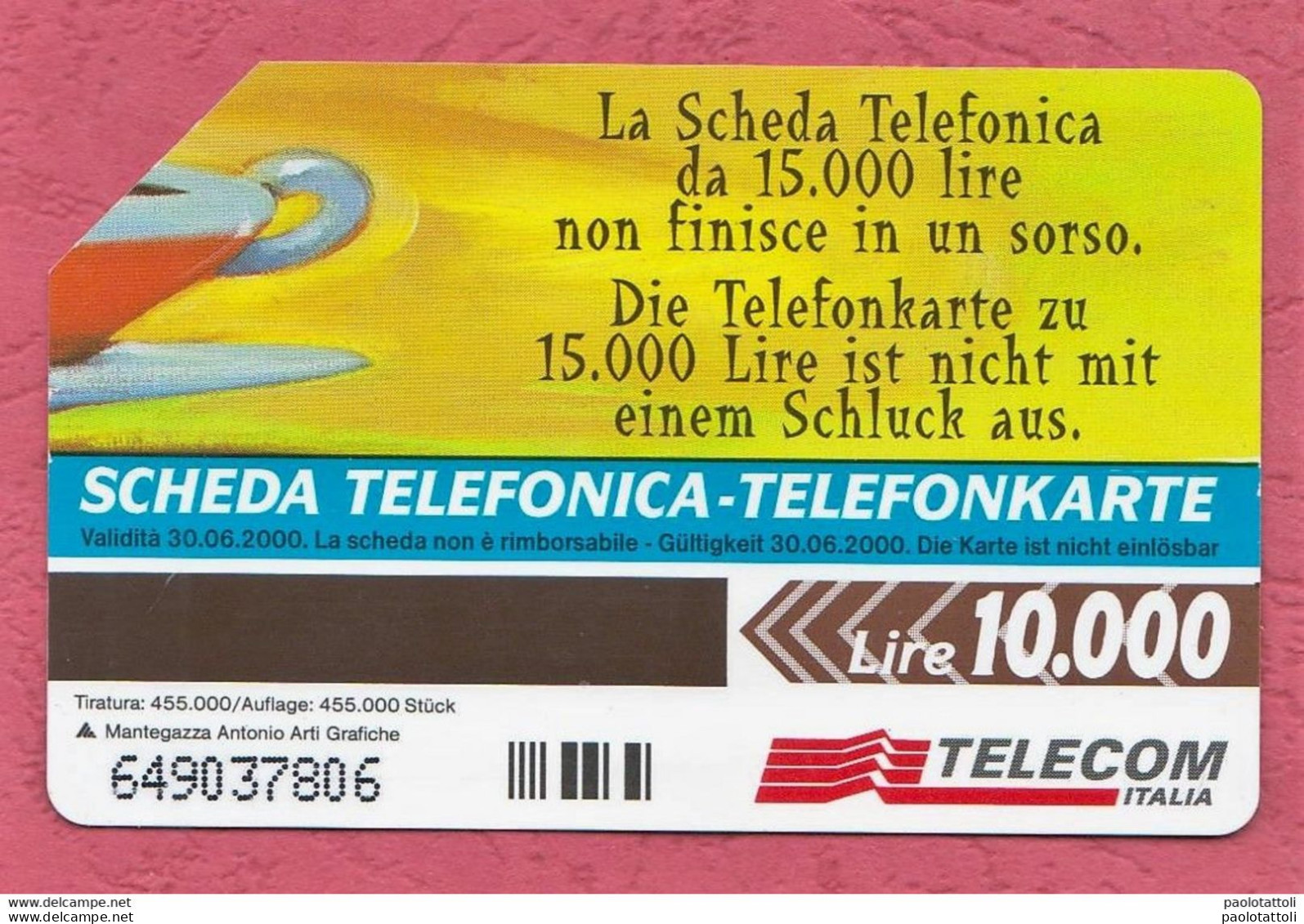 Italia, Italy-Parlate Con Piu' Gusto . Bilingue Sud Tirolo- Usata- Used Pre Paid Phone Card- Telecom By 10000 Lire. - Public Practical Advertising