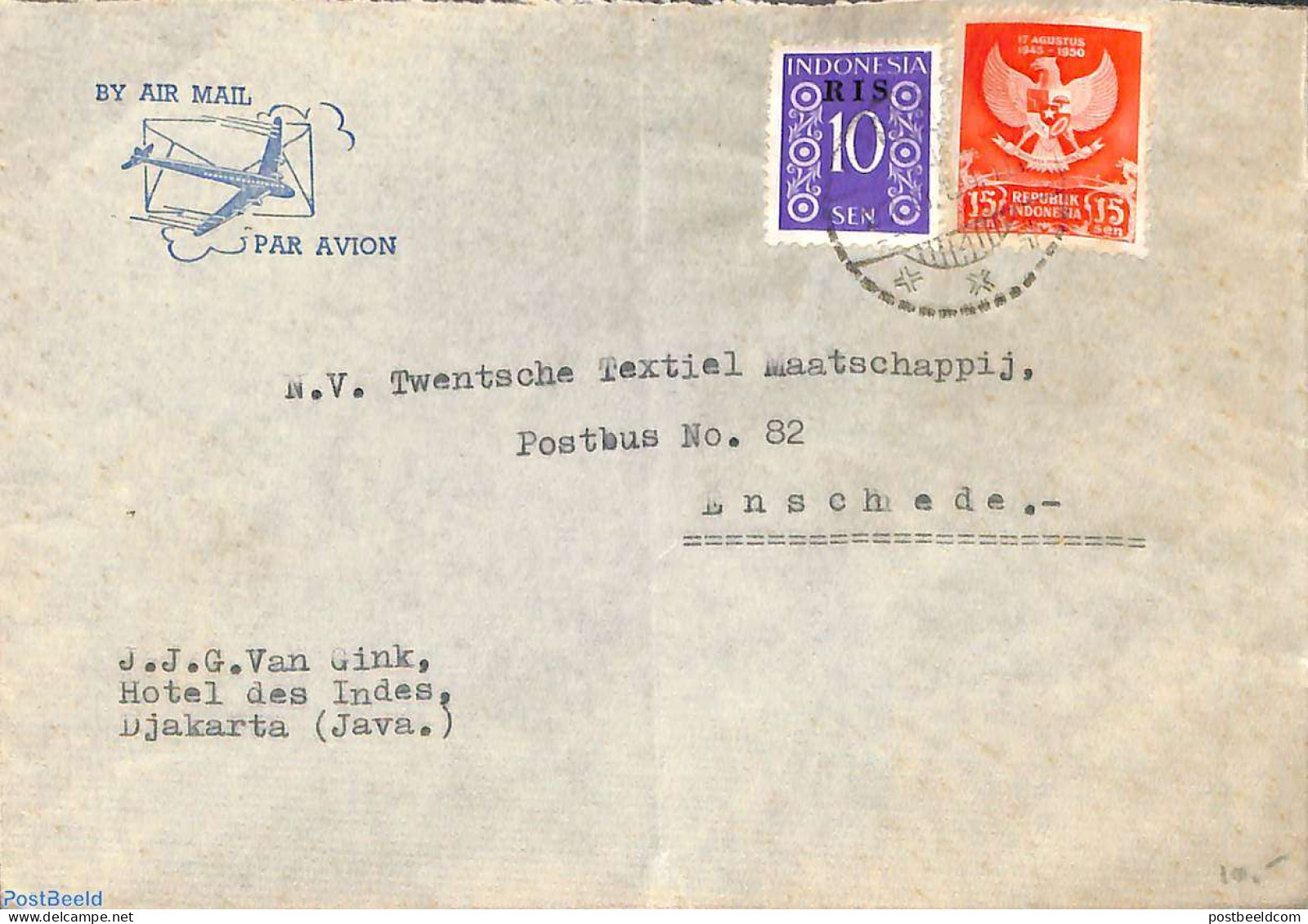 Indonesia 1950 Airmail Letter To Holland, Postal History - Indonesia