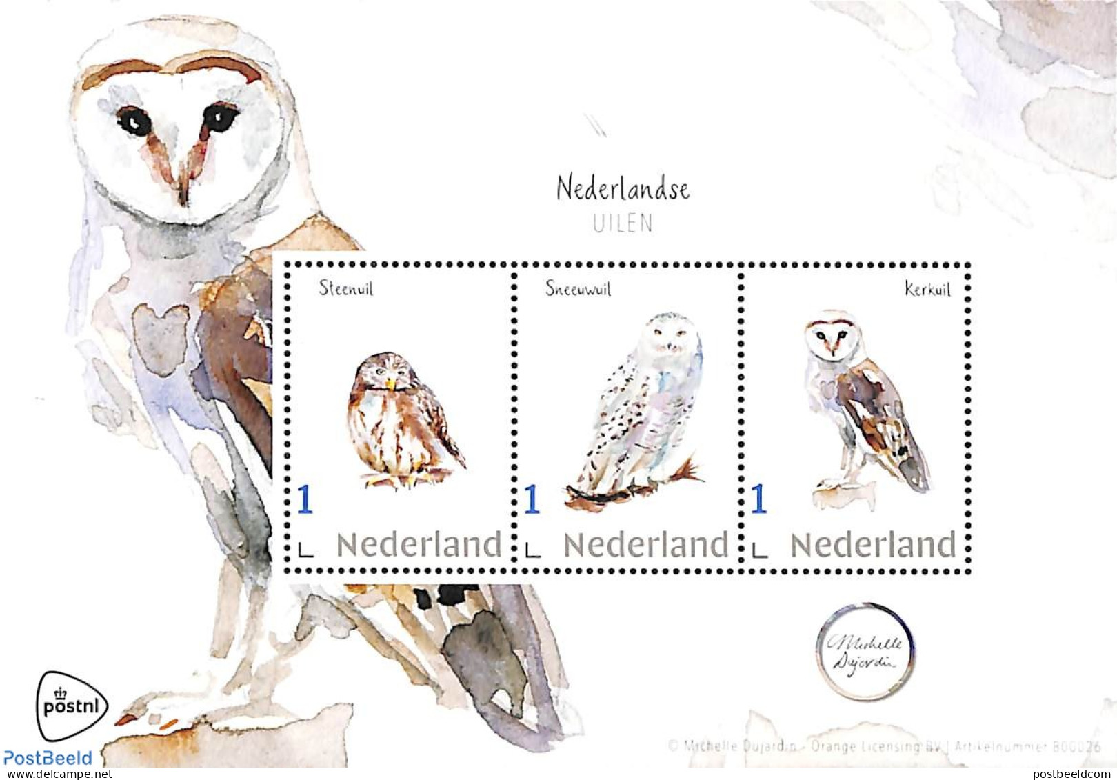 Netherlands - Personal Stamps TNT/PNL 2020 Owls 3v M/s, Mint NH, Nature - Birds - Birds Of Prey - Owls - Other & Unclassified