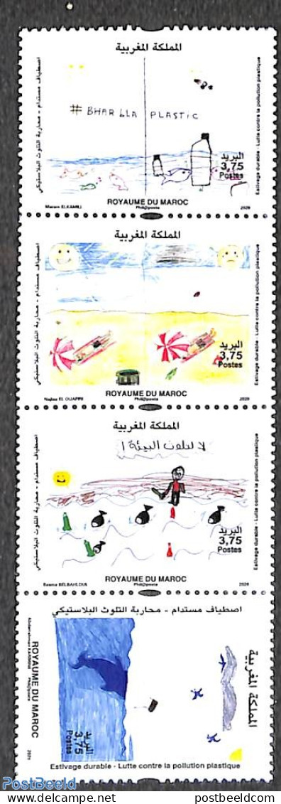 Morocco 2020 Environment 4v [:::], Mint NH, Nature - Environment - Art - Children Drawings - Protection De L'environnement & Climat