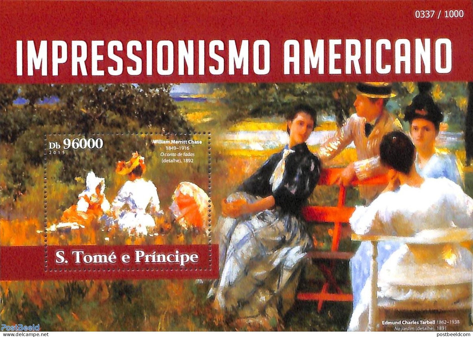 Sao Tome/Principe 2015 American Impressionists S/s, Mint NH, Art - Modern Art (1850-present) - Paintings - Sao Tome And Principe