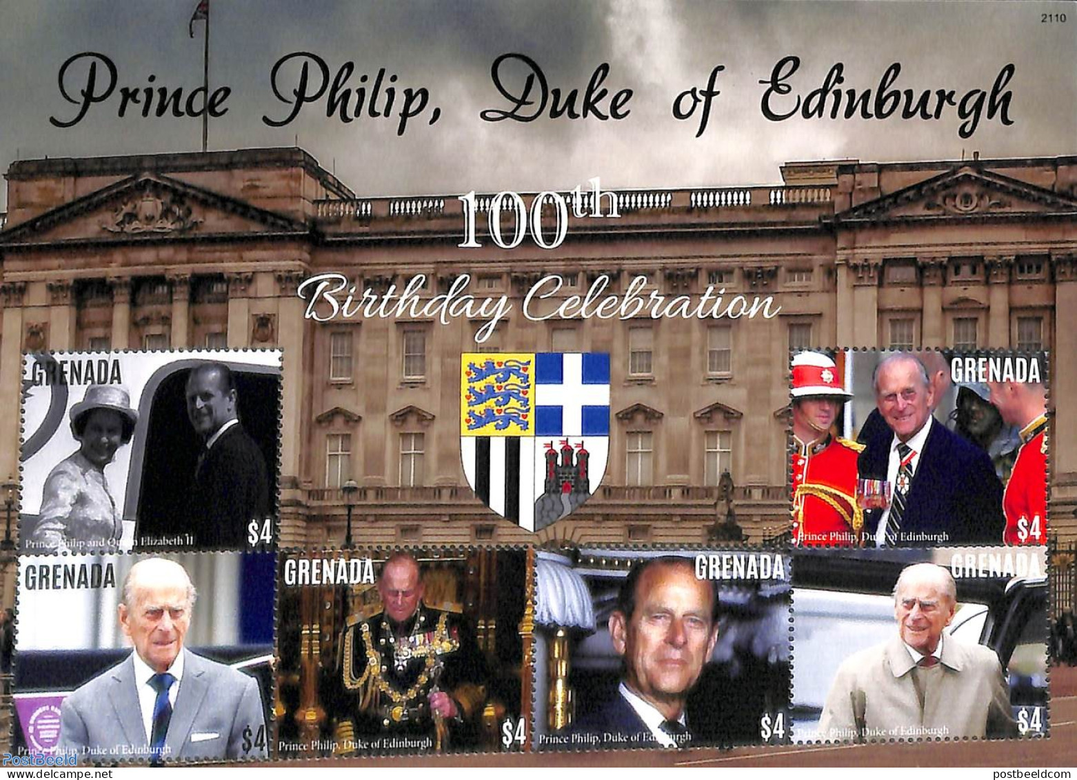 Grenada 2021 Prince Philip 6v M/s, Mint NH, History - Kings & Queens (Royalty) - Familles Royales