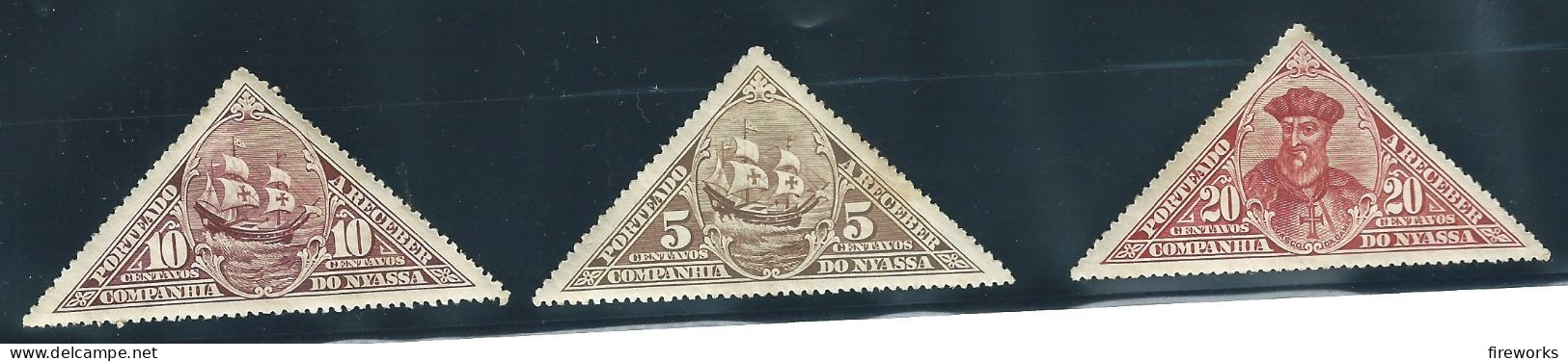 1924 - Lot De 3 Timbres Companhia Do Nyassa 5, 10 Et 20 Centavos - Nyassa