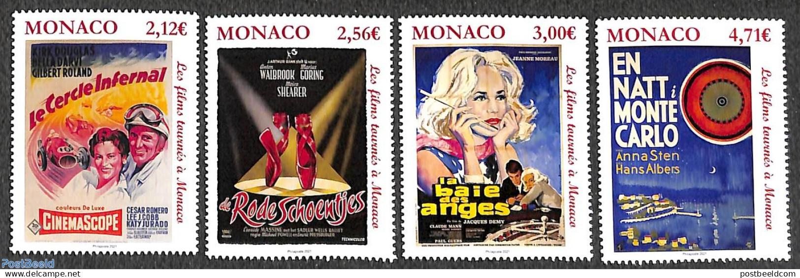 Monaco 2021 Film Posters 4v, Mint NH, Performance Art - Film - Art - Poster Art - Ungebraucht
