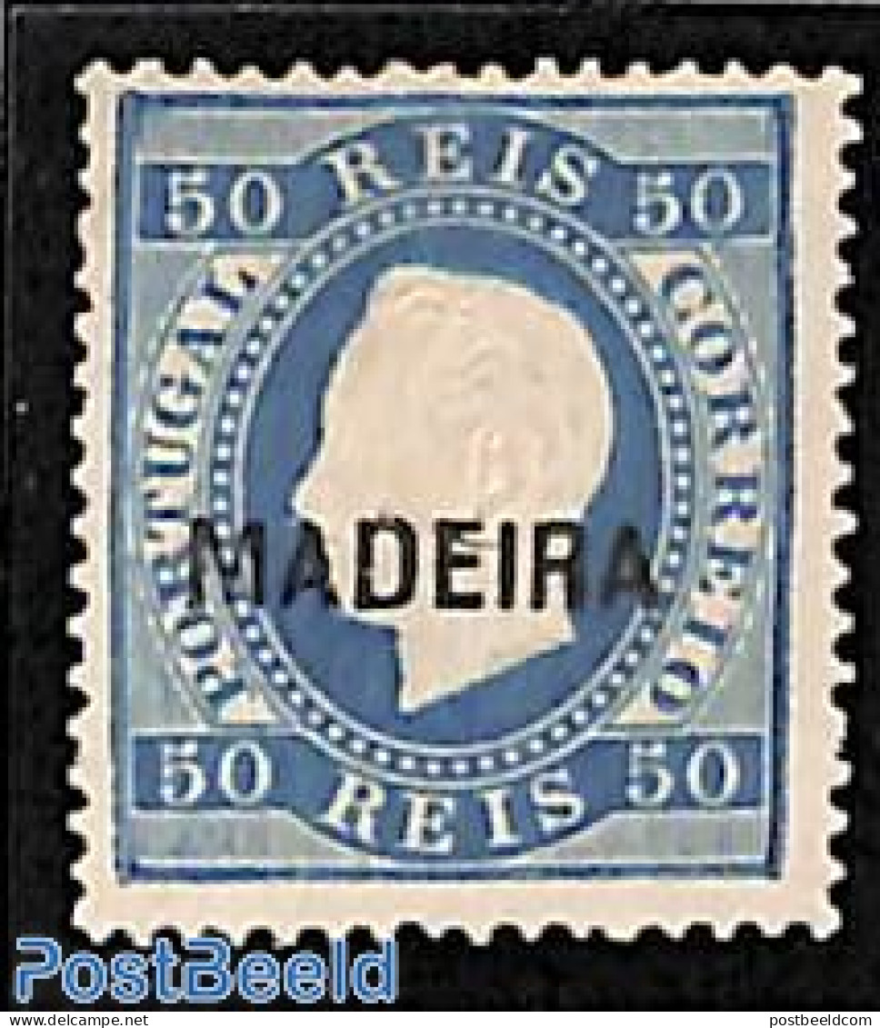 Madeira 1879 50R, Perf. 13.5, Stamp Out Of Set, Without Gum, Unused (hinged) - Madeira