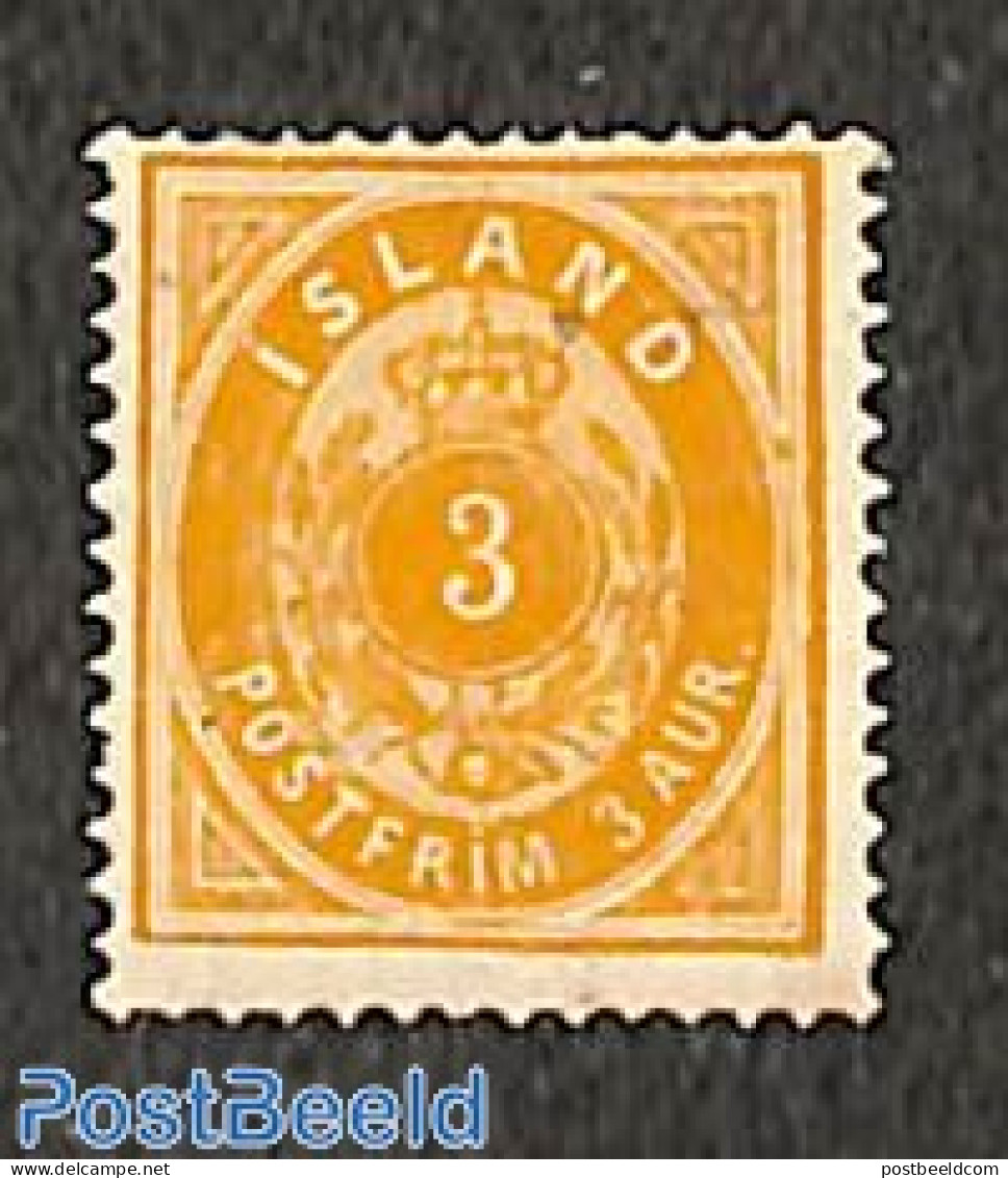 Iceland 1882 3A, Perf. 14:13.5, Stamp Out Of Set, Unused (hinged) - Unused Stamps