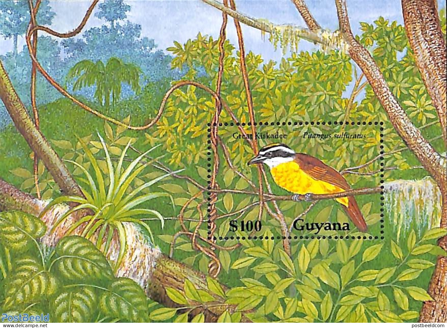 Guyana 1990 Pitangus Sulphuratus S/s, Mint NH, Nature - Birds - Guyane (1966-...)