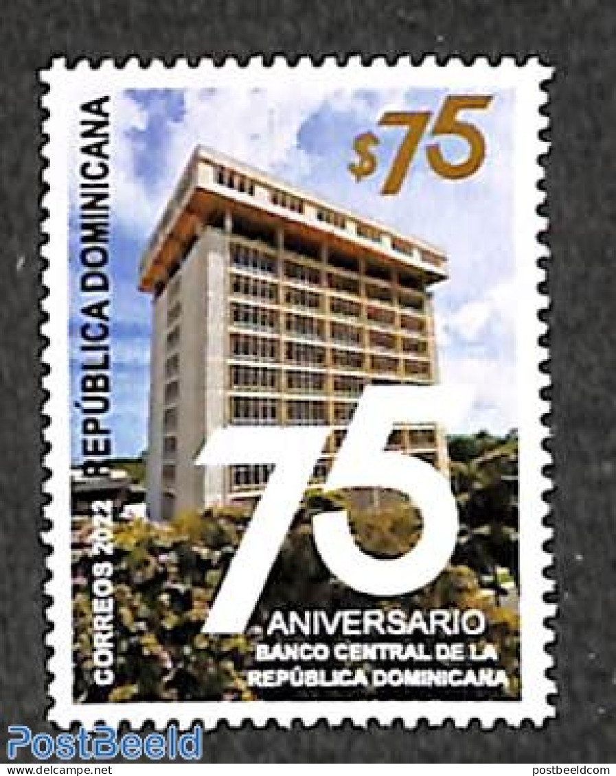 Dominican Republic 2022 75 Years Central Bank 1v, Mint NH, Various - Banking And Insurance - Other & Unclassified