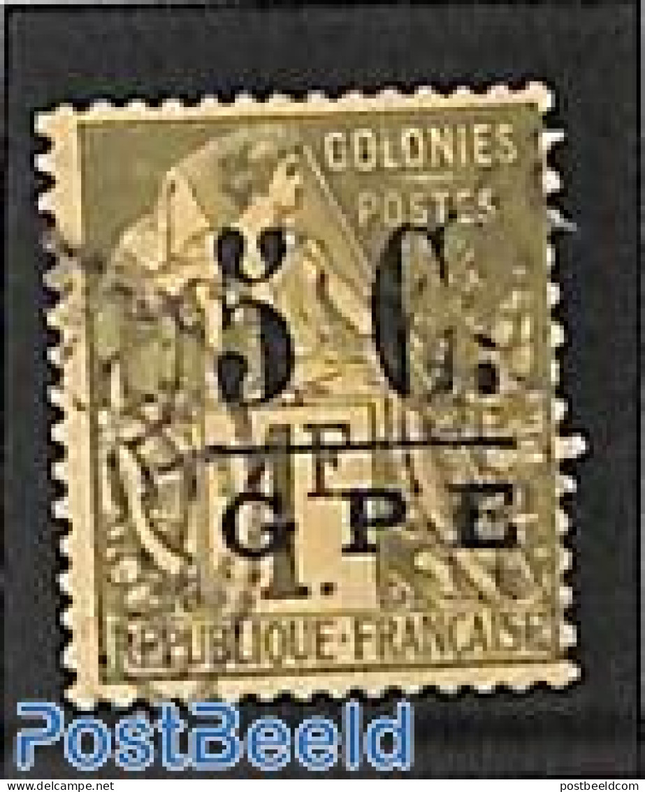 Guadeloupe 1890 5c On 1fr, Used, Used Stamps - Used Stamps