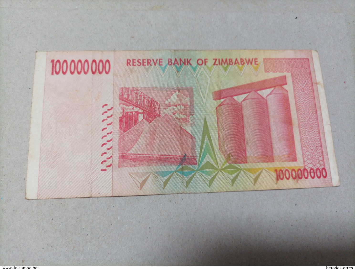 Billete Zimbabwe 100000000 Millones De Dólares, Año 2008, Serie AA - Zimbabwe