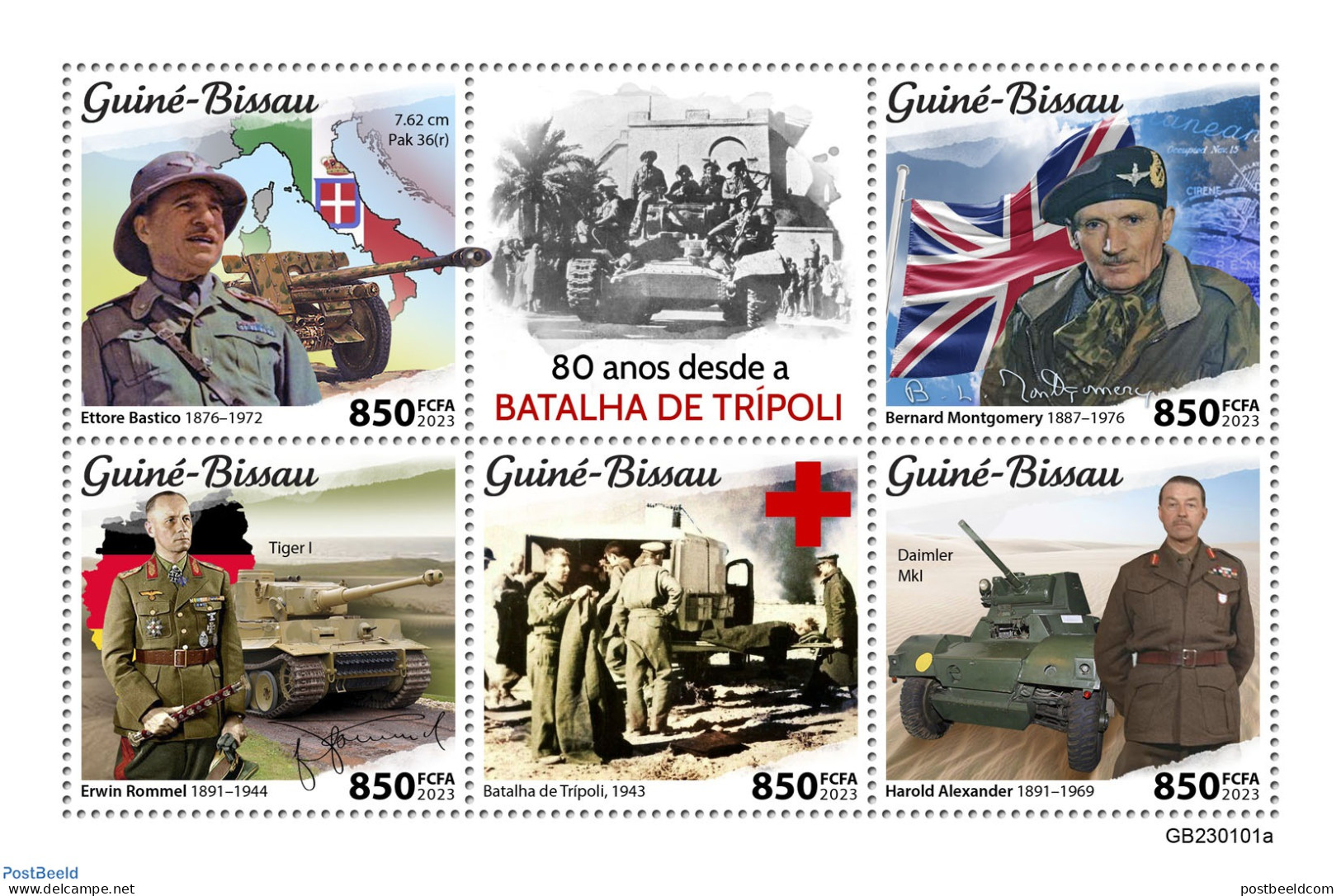 Guinea Bissau 2023 Battle Of Tripoli, Mint NH, Health - History - Transport - Red Cross - Militarism - Croce Rossa