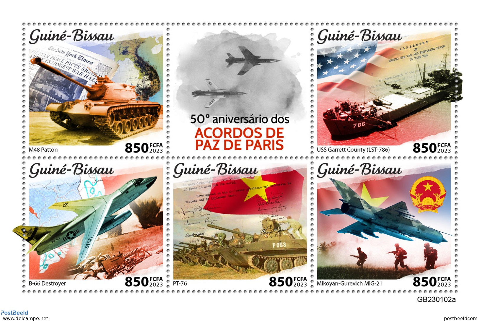 Guinea Bissau 2023 Paris Peace Accords, Mint NH, History - Transport - Militarism - Aircraft & Aviation - Ships And Bo.. - Militares