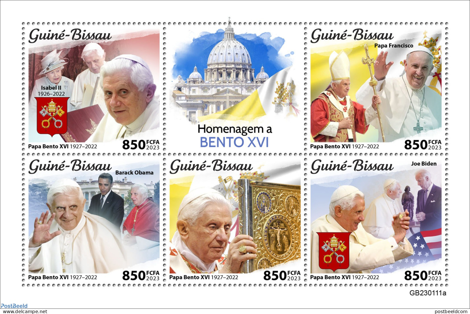 Guinea Bissau 2023 Pope Benedict XVI, Mint NH, History - Religion - American Presidents - Pope - Pausen