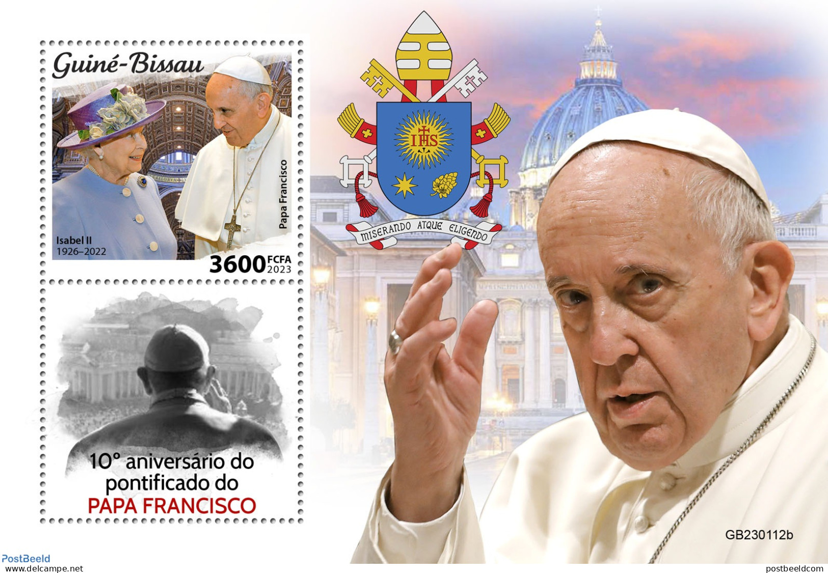 Guinea Bissau 2023 Pope Francis, Mint NH, History - Religion - Kings & Queens (Royalty) - Pope - Royalties, Royals