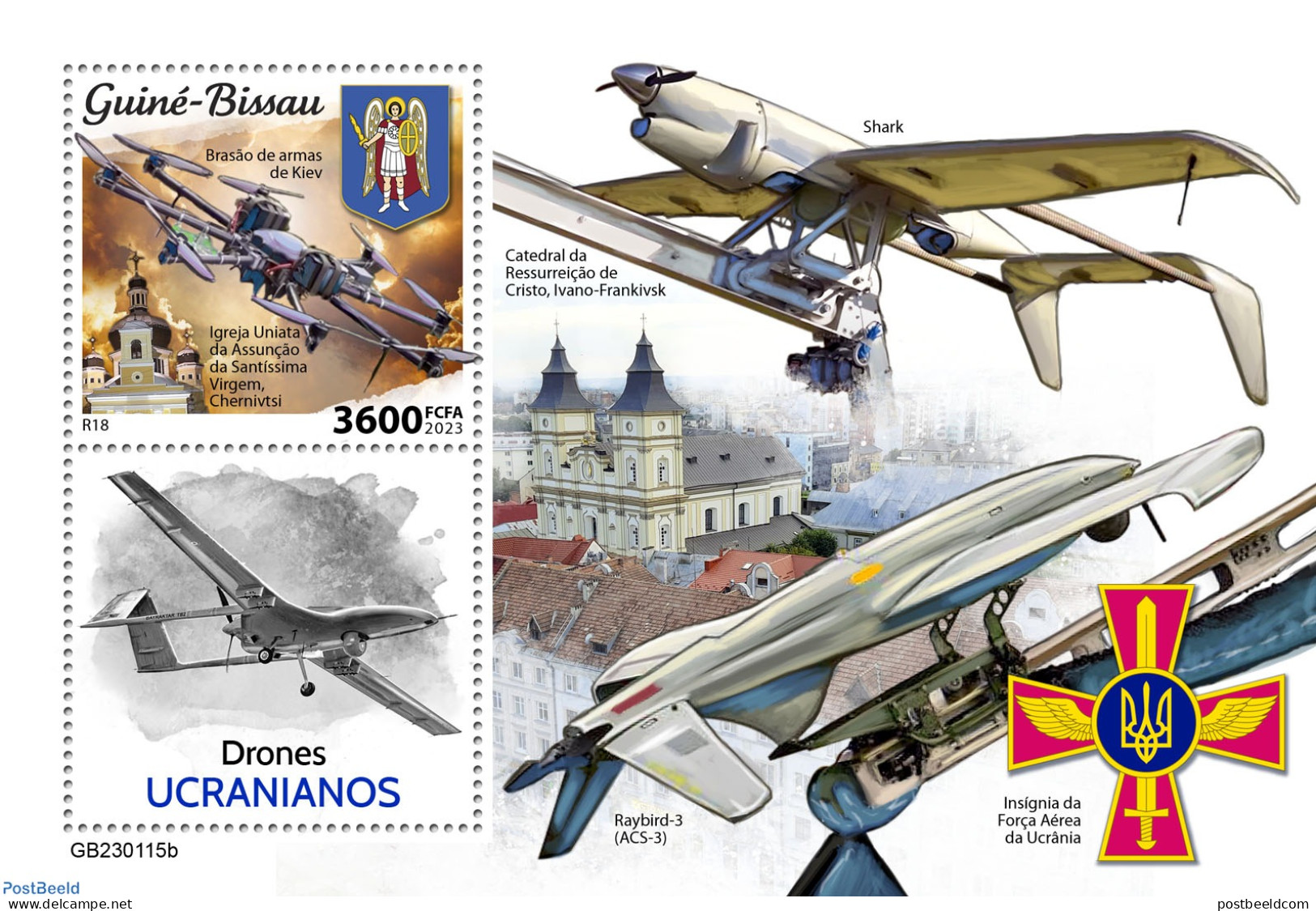 Guinea Bissau 2023 Ukrainian Drones, Mint NH, Transport - Aircraft & Aviation - Drones - Airplanes