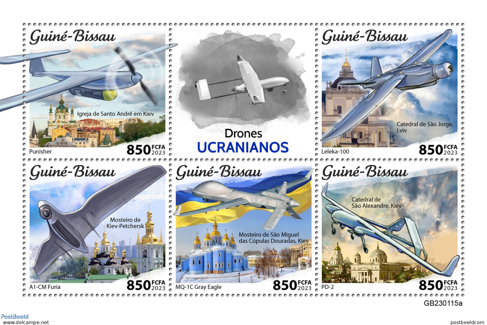 Guinea Bissau 2023 Ukrainian Drones, Mint NH, Transport - Aircraft & Aviation - Drones - Airplanes