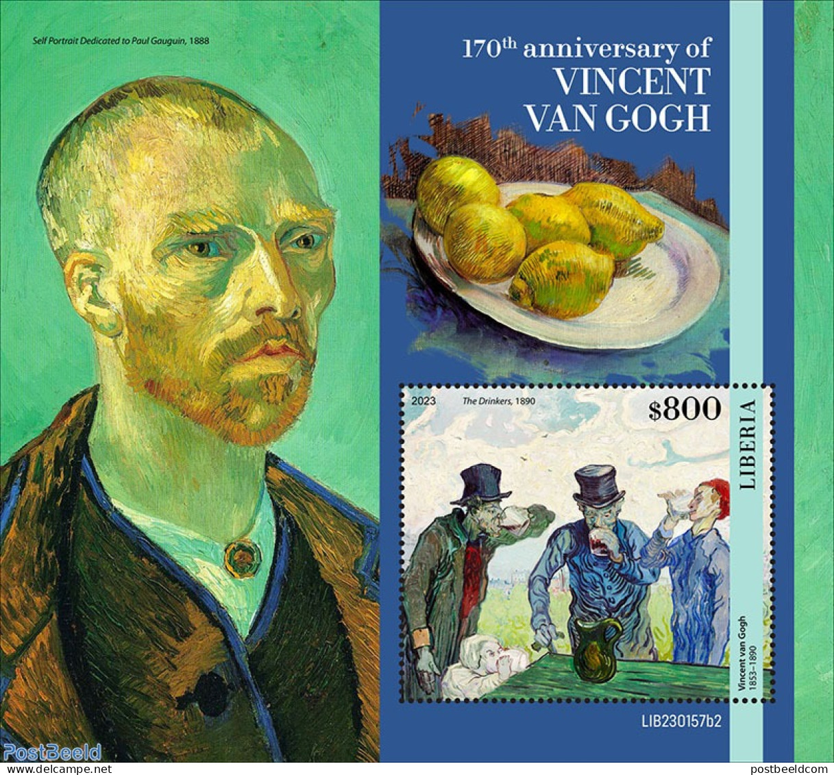 Liberia 2023 Vincent Van Gogh, Mint NH, Nature - Fruit - Art - Vincent Van Gogh - Fruit