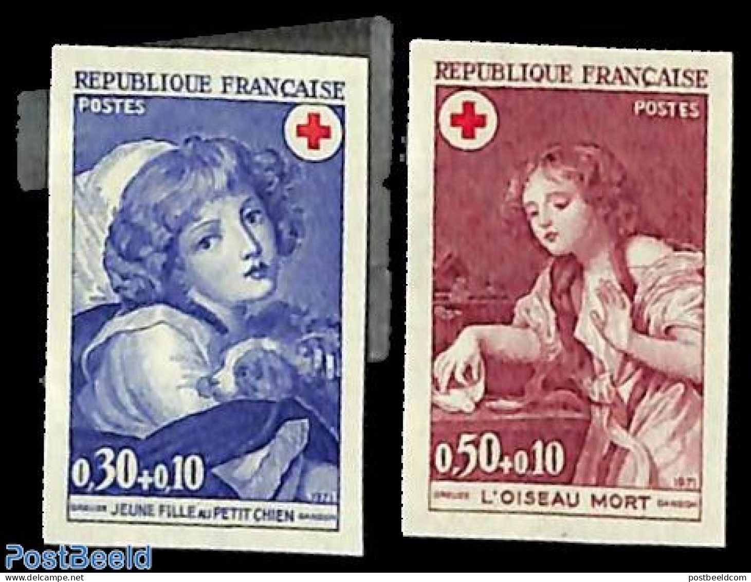 France 1971 Red Cross 2v, Imperforated, Mint NH, Health - Red Cross - Ongebruikt