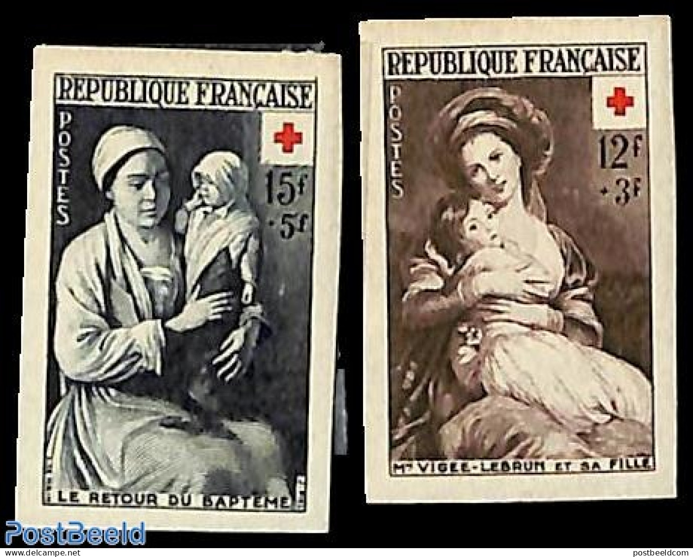 France 1953 Red Cross 2v, Imperforated, Mint NH, Health - Red Cross - Ongebruikt