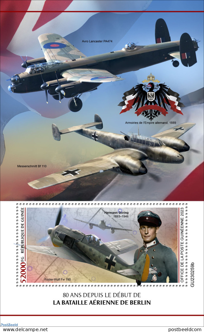 Guinea, Republic 2023 80 Years Since The Start Of The Air Battle Of Berlin, Mint NH, History - Transport - Militarism .. - Militaria