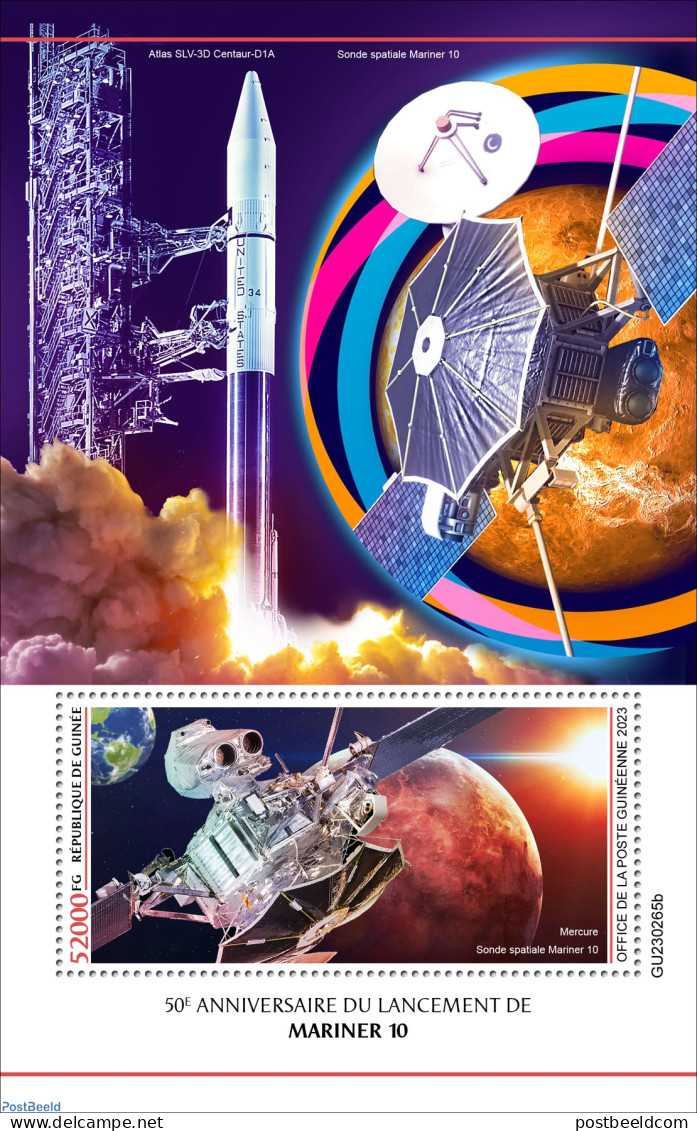 Guinea, Republic 2023 50th Anniversary Of The Launch Of Mariner 10, Mint NH, Transport - Space Exploration - Other & Unclassified