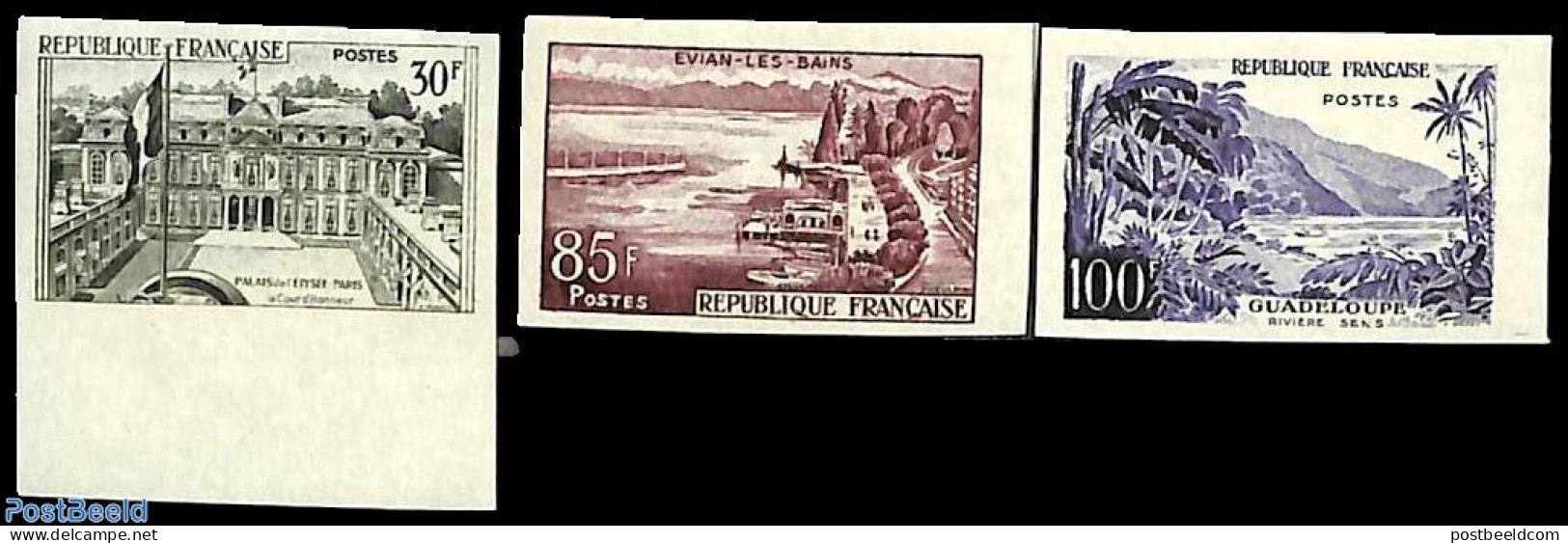 France 1959 Views 3v, Imperforated, Mint NH - Nuevos