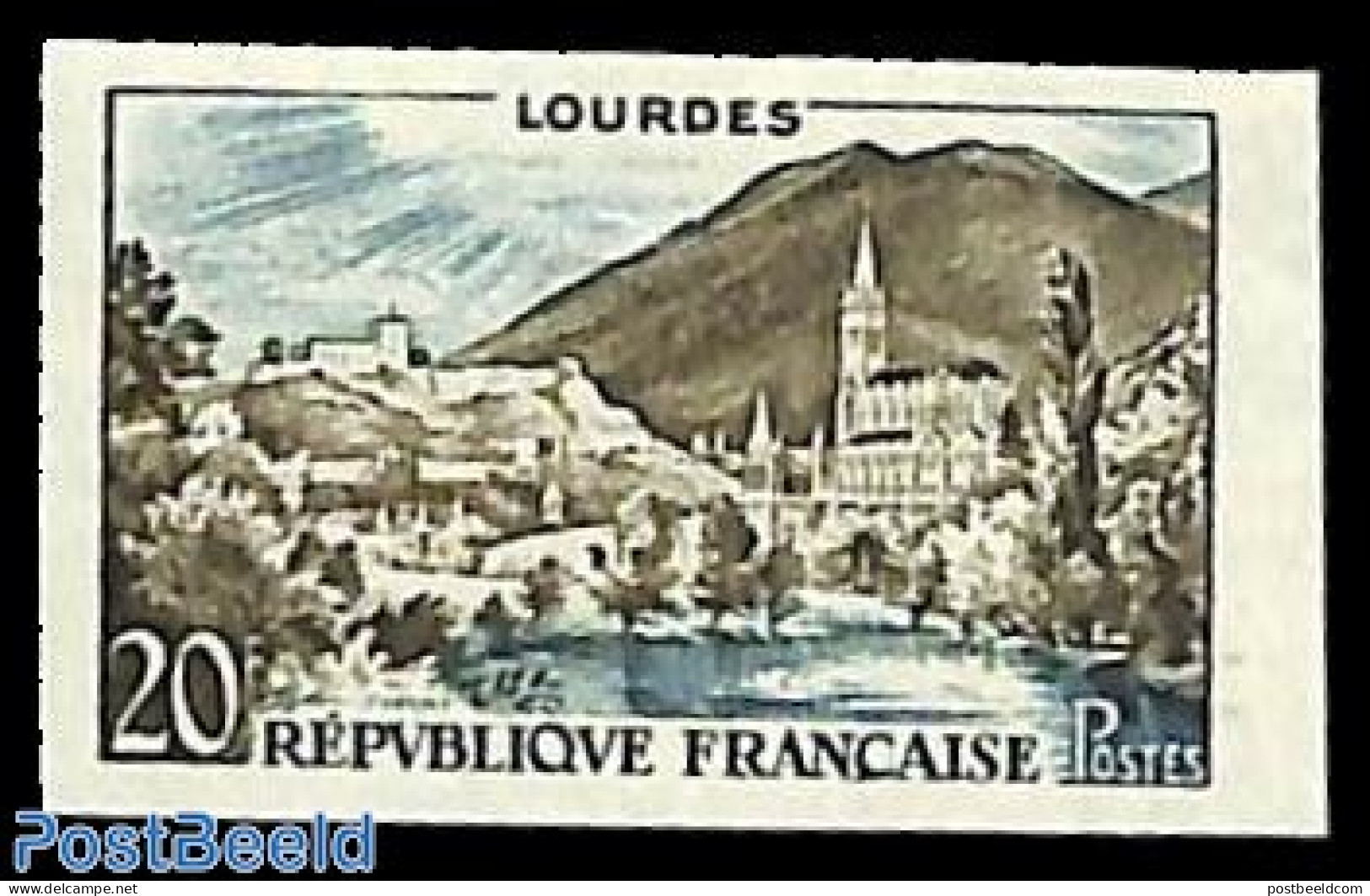 France 1958 Lourdes 1v, Imperforated, Mint NH, Religion - Churches, Temples, Mosques, Synagogues - Ongebruikt