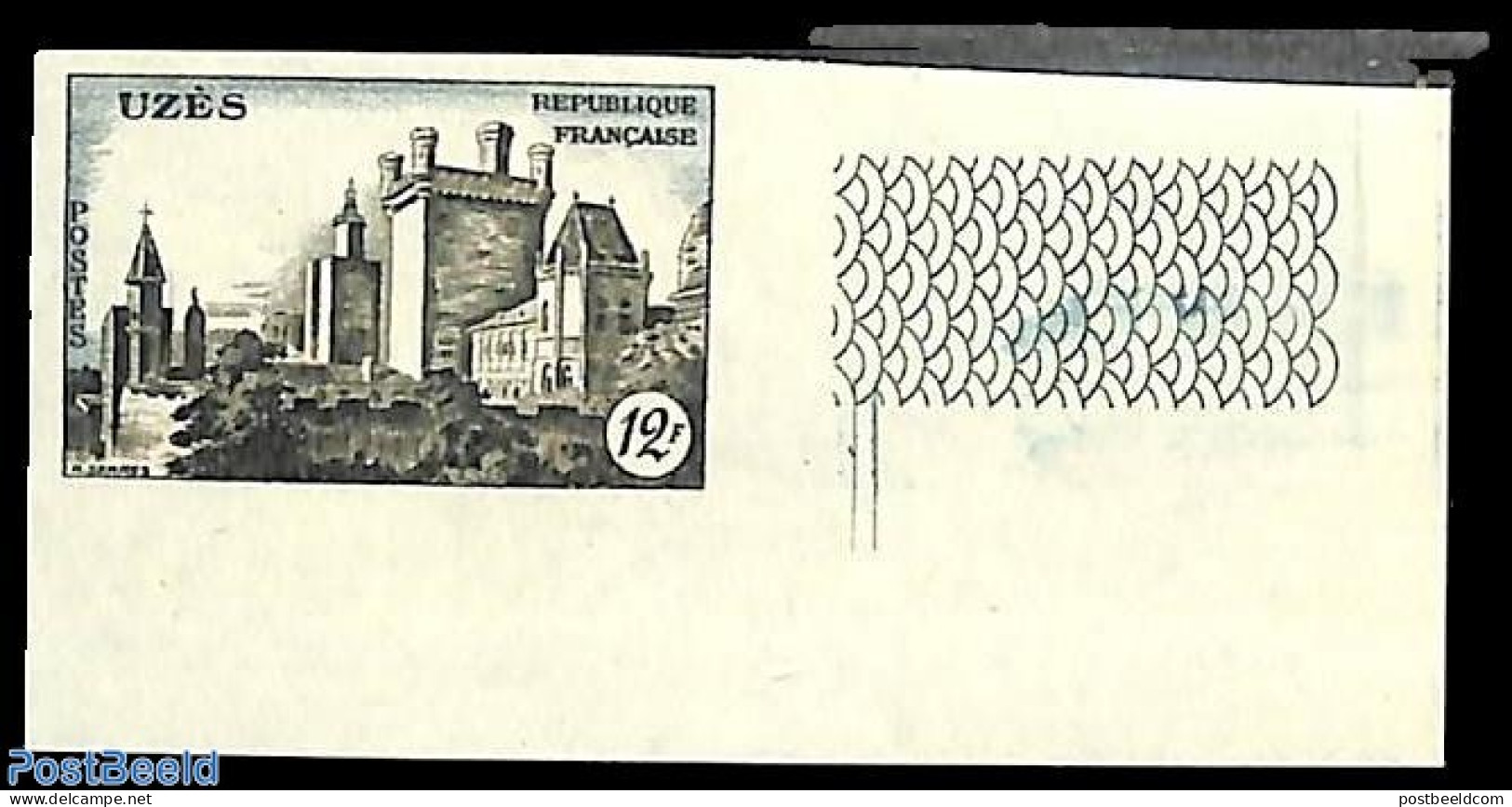 France 1957 Uzès 1v, Imperforated, Mint NH, Art - Castles & Fortifications - Neufs