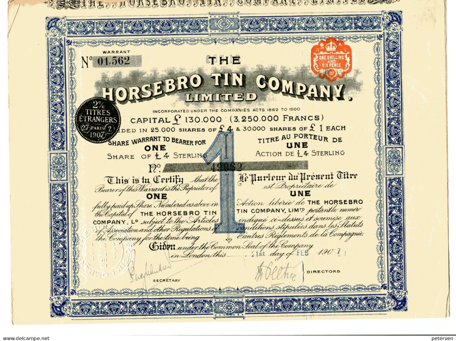 The HORSEBRO TIN COMPANY, Limited - Mineral
