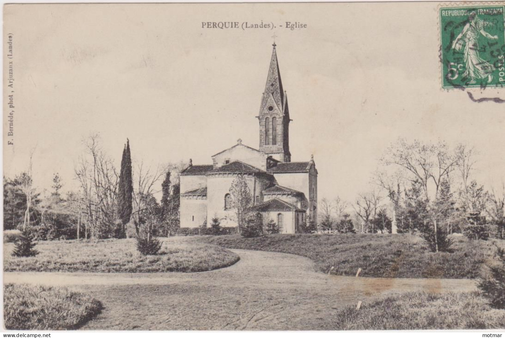 PERQUIE (Landes), L'église - Voyagée En 1909 - Autres & Non Classés