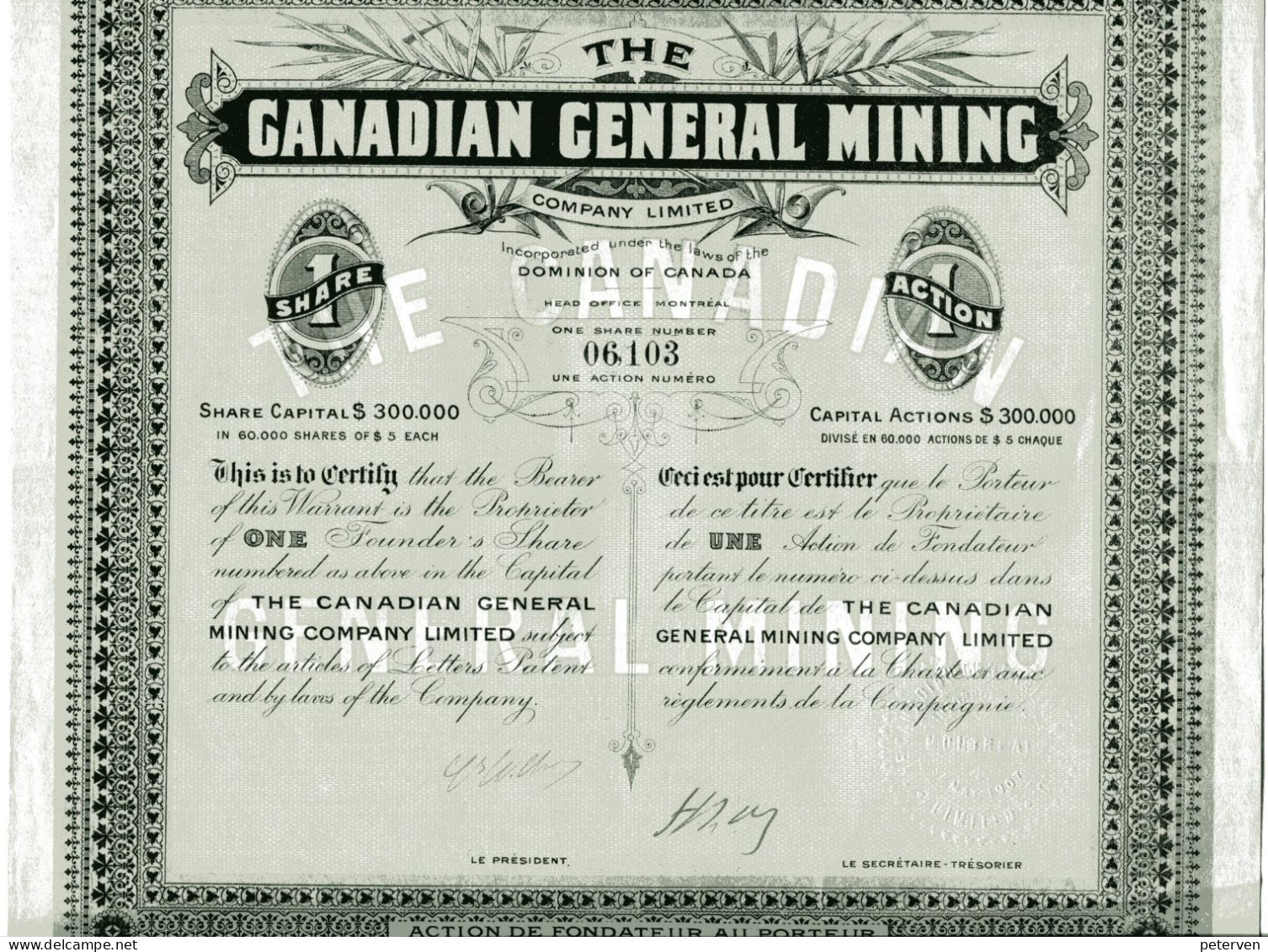 The CANADIAN GENERAL MINING  Company, Limited - Bergbau